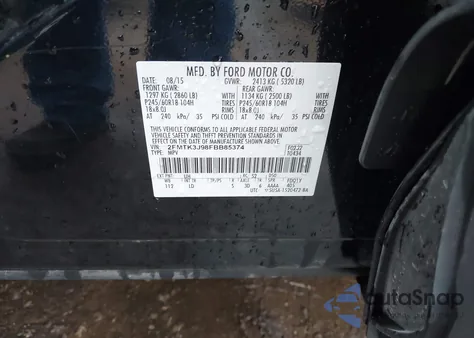 2015 Ford Edge Sel z USA, uszkodzony, nr VIN 2FMTK3J98FBB85374